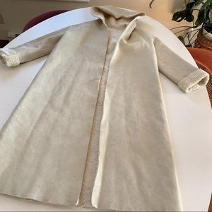 Vintage white faux shearling coat duster trench